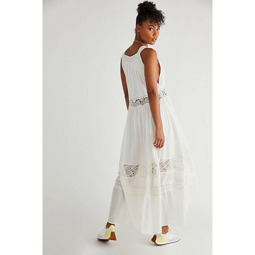 NEW FREE PEOPLE CARLA LACE MAXI DRESS EMBROIDERED TIERED MAXI IVORY - Picture 3 of 7